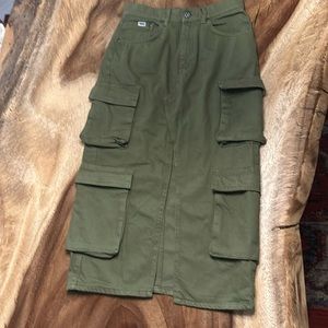 Free People Ragged Priest Soda Combat MIDI Skirt Denim Size Small